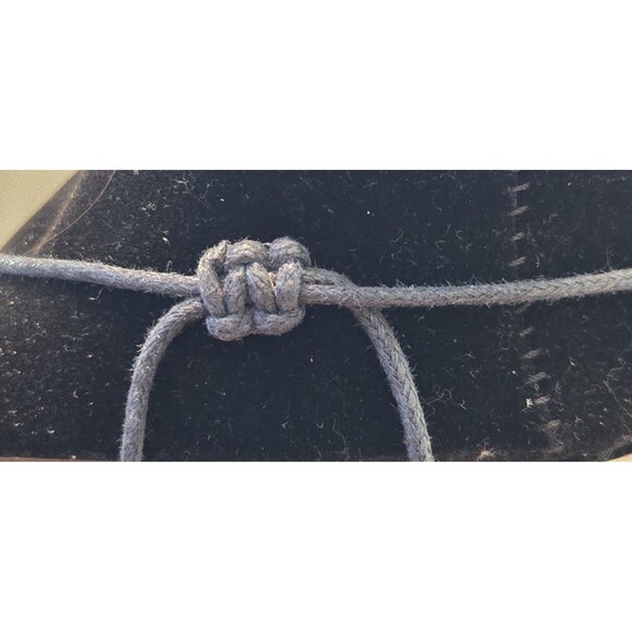 Blue & Clear Sea Glass Necklace On Slip Knot Rope Chain Adj From 16" To 34" - Picture 3 of 3